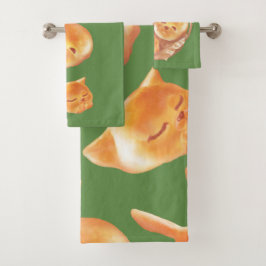 愛らしい動物型パン柄 バスタオルセット