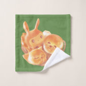 愛らしい動物型パン柄 バスタオルセット (ウォッシュタオル)