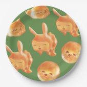 愛らしい動物型パン柄 ペーパープレート (正面)