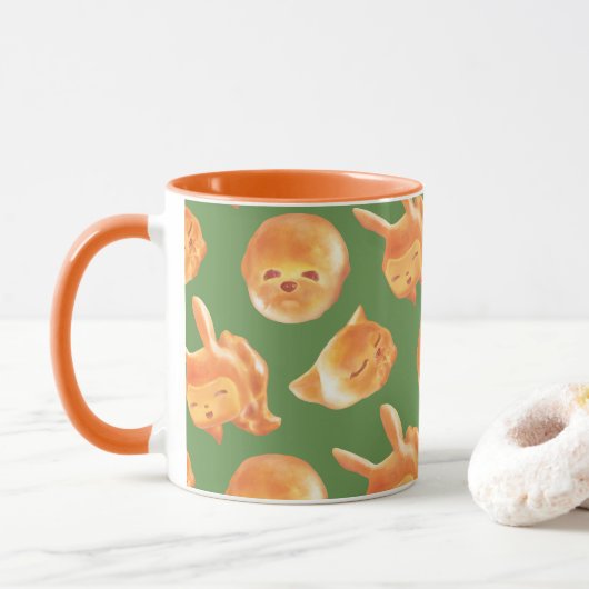 愛らしい動物型パン柄 マグカップ (ドーナツ)