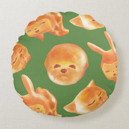 愛らしい動物型パン柄 ラウンドクッション
