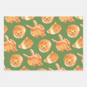 愛らしい動物型パン柄 ラッピングペーパーシート (正面3)