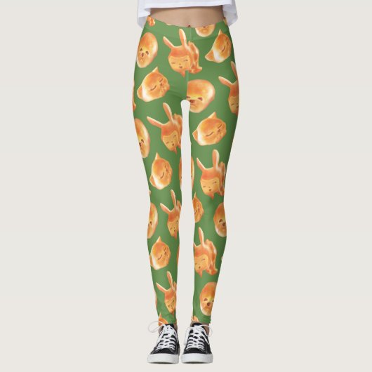 愛らしい動物型パン柄 レギンス (正面)