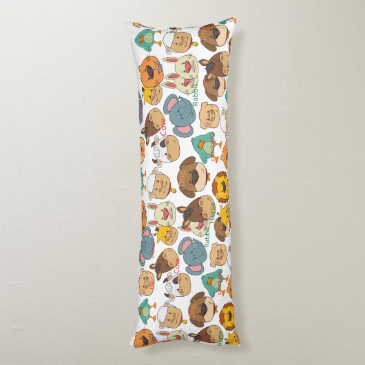 愛らしい動物農場の牛は、豚の子供を白うさぎする ボディピロー (裏面 (縦))