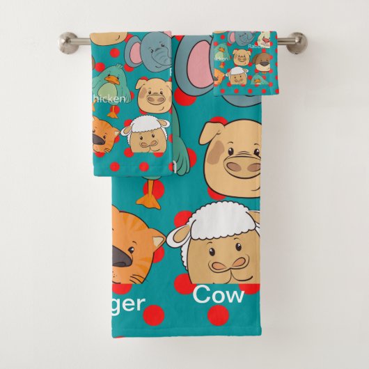 愛らしい動物農場キッズサファリタイガーライオンブルー バスタオルセット (インサイチュ)