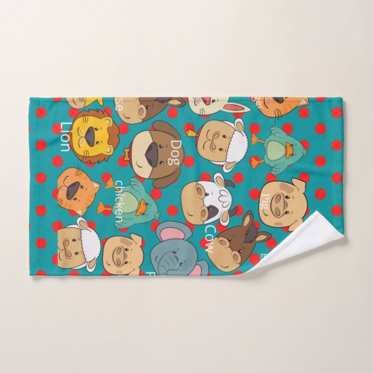 愛らしい動物農場キッズサファリタイガーライオンブルー バスタオルセット (ハンドタオル)