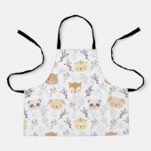 愛らしい動物頭及び花柄 エプロン (正面)