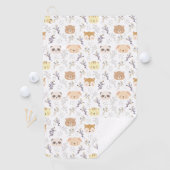 愛らしい動物頭及び花柄 ゴルフタオル (インサイチュ)