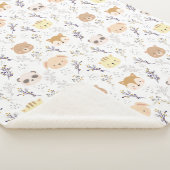 愛らしい動物頭及び花柄 シェルパブランケット (3/4)