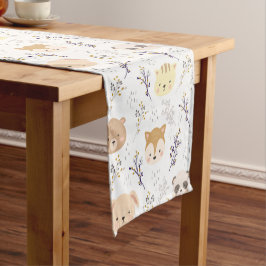 愛らしい動物頭及び花柄 ショートテーブルランナー