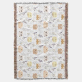 愛らしい動物頭及び花柄 スローブランケット (正面縦)