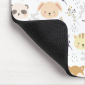 愛らしい動物頭及び花柄 マウスパッド (コーナー)