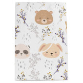 愛らしい動物頭及び花柄 ミディアムペーパーバッグ (正面)