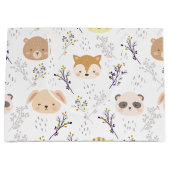 愛らしい動物頭及び花柄 ラージペーパーバッグ (正面)