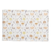 愛らしい動物頭及び花柄 枕カバー (裏面)