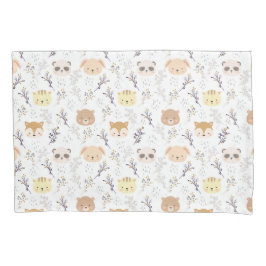 愛らしい動物頭及び花柄 枕カバー