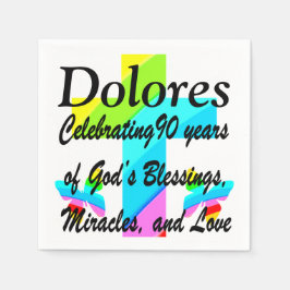 愛らしい十字架と蝶のナプキパーソナライズされたンス スタンダードカクテルナプキン