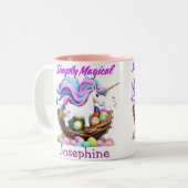 愛らしい単なる魔法のユニコーンパーソナライズされた ツートーンマグカップ (正面左)
