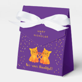愛らしい双子のお誕生日お祝いに、かわいい子猫たちのパープルパーティー フェイバーボックス