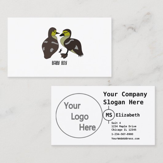 愛らしい双子のベビーダクリングハドリングマンガ 名刺 (正面/裏面)