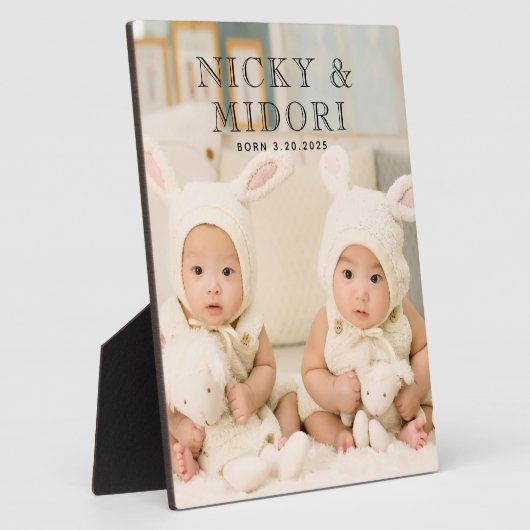 愛らしい双子の写真 フォトプラーク (側面)