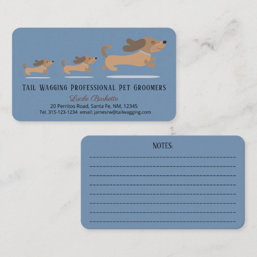 愛らしい可愛いダッチシュント母と子犬ペットグルーミング 名刺 (正面/裏面)