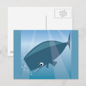 愛らしい可愛い青いクジラの漫画ハッピーバブル ポストカード (正面/裏面)
