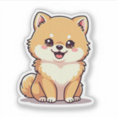 愛らしい可愛さよくはしゃぐ、ポメラニア犬、小 シール (正面)