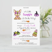 愛らしい可愛らしい犬、カボチャのパッチ赤ちゃんシャワー 招待状 (スタンド正面)