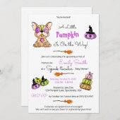 愛らしい可愛らしい犬、カボチャのパッチ赤ちゃんシャワー 招待状 (正面/裏面)