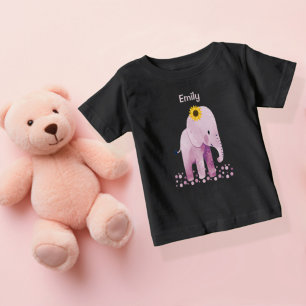 愛らしい名前のベビーガールゾウ ベビーTシャツ