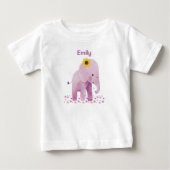 愛らしい名前のベビーガールゾウ ベビーTシャツ (正面)