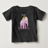 愛らしい名前のベビーガールゾウ ベビーTシャツ (正面)