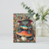 愛らしい吸血鬼の猫と魚のキノコ|過去記事 ポストカード (スタンド正面)