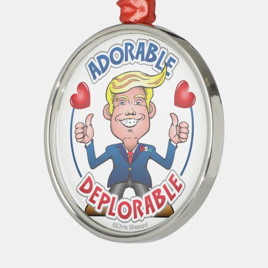 愛らしい嘆かわしいプロトランプかわいいチビ（小さくかわいく書いた感じ）漫画 メタルオーナメント (左)