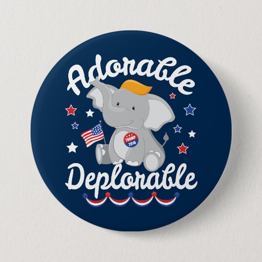 愛らしい嘆かわしい象トランプ2016 缶バッジ (正面)