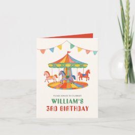 愛らしい回転木馬誕生日折り畳み 招待状
