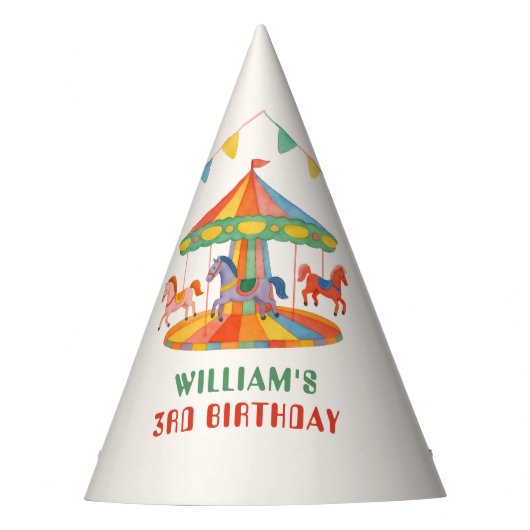 愛らしい回転木馬誕生日 パーティーハット (正面)