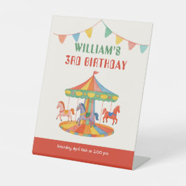 愛らしい回転木馬誕生日 台座サイン