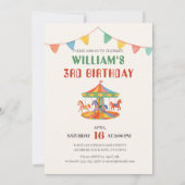 愛らしい回転木馬誕生日 招待状 (裏面)