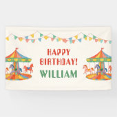 愛らしい回転木馬誕生日 横断幕 (横)