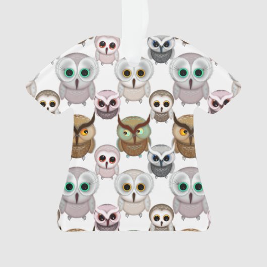 愛らしい図解入りの、写真付きのOwlsパターン オーナメント (正面)