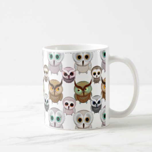 愛らしい図解入りの、写真付きのOwlsパターン コーヒーマグカップ (右)