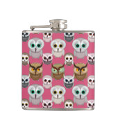 愛らしい図解入りの、写真付きのOwlsパターン フラスク (正面)
