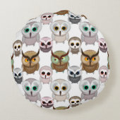 愛らしい図解入りの、写真付きのOwlsパターン ラウンドクッション (裏面)