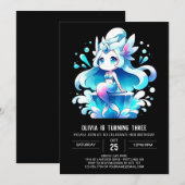 愛らしい夢のようなマーメイド誕生日 招待状 (正面/裏面)