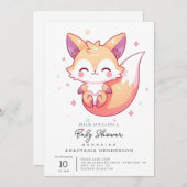 愛らしい夢のキツネベビーシャワー 招待状 (正面/裏面)