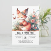 愛らしい夢のキツネ誕生日デジタル 招待状 (スタンド正面)