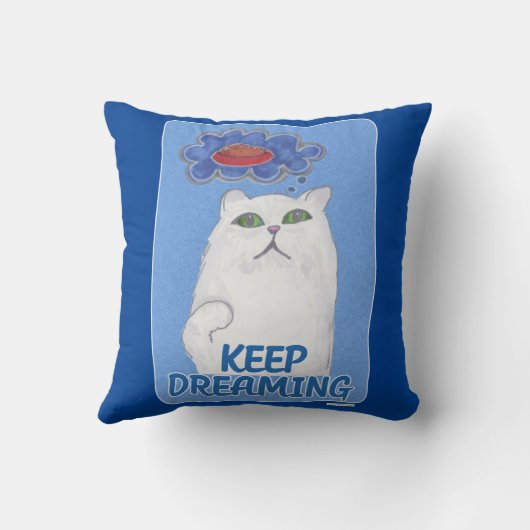 愛らしい夢を見るスイートキャットイラストレーション クッション (裏面)