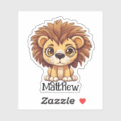愛らしい大きな目のライオンのモノグラム防水 シール (シート)